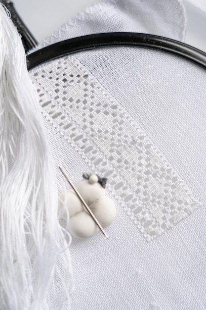 Detail výšivky a textílie